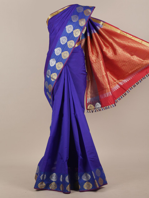 

Pothys Blue & Red Woven Design Art Silk Saree