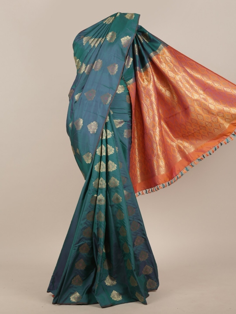 

Pothys Teal Blue & Orange Woven Design Art Silk Saree