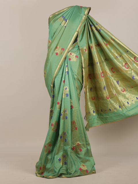 

Pothys Green & Golden Woven Design Art Silk Saree