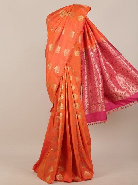 

Pothys Orange & Gold-Toned Woven Design Art Silk Saree