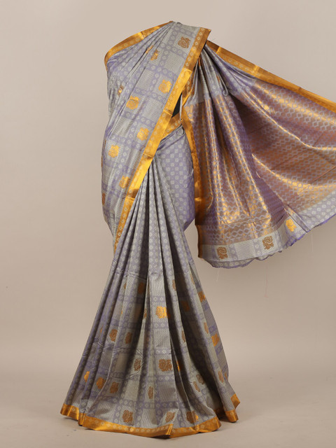 

Pothys Grey & Gold-Toned Ethnic Motifs Zari Art Silk Saree