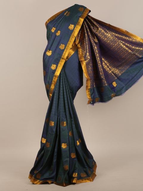 

Pothys Navy Blue & Golden Woven Design Art Silk Saree