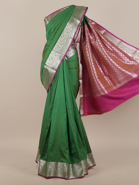 

Pothys Green & Silver-Toned Zari Art Silk Saree