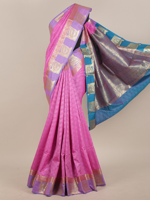 

Pothys Pink Floral Zari Art Silk Saree