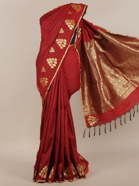 

Pothys Red & Golden Ethnic Motifs Art Silk Saree