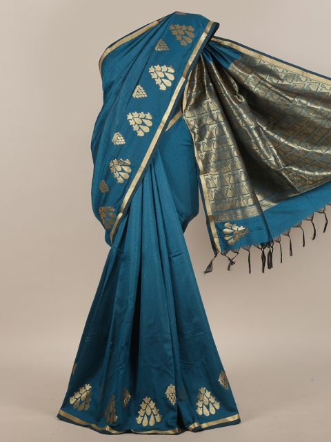 

Pothys Blue & Gold-Toned Woven Design Art Silk Saree