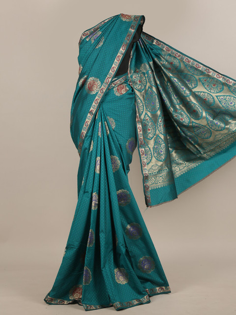 

Pothys Teal & Red Woven Design Zari Art Silk Saree