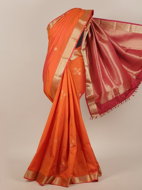 

Pothys Orange & Gold-Toned Art Silk Saree