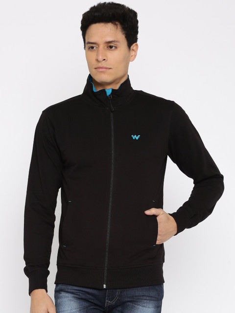 

Wildcraft Men Black Solid Front Open Zip Sweatshirt