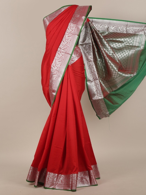 

Pothys Red & Silver-Toned Woven Design Zari Art Silk Saree