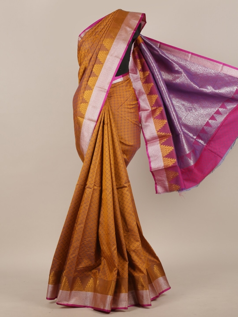 

Pothys Mustard & Silver-Coloured Woven Design Art Silk Saree