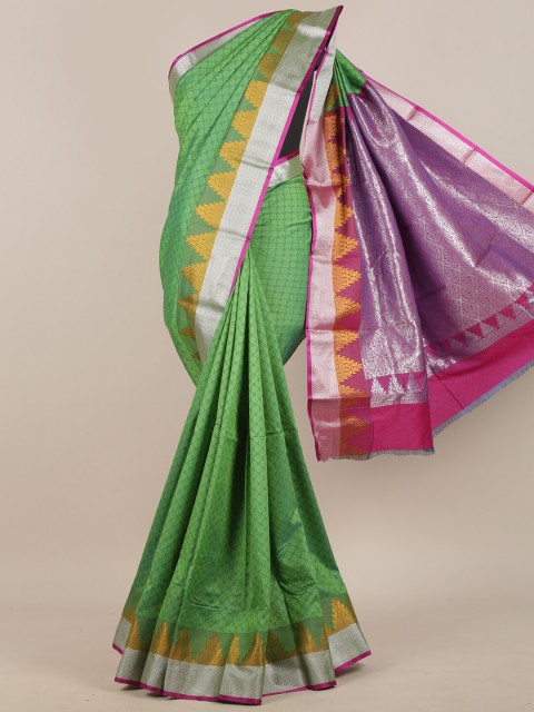 

Pothys Green & Pink Ethnic Motifs Art Silk Saree