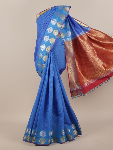 

Pothys Blue & Gold-Toned Woven Design Zari Art Silk Saree