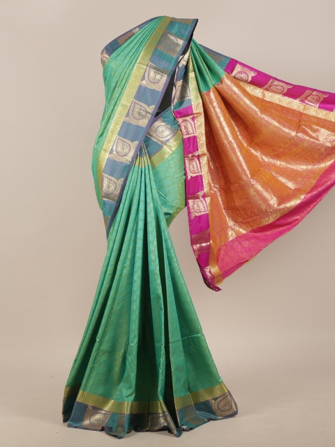 

Pothys Green & Magenta Floral Zari Art Silk Saree