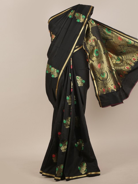 

Pothys Black & Green Woven Design Art Silk Saree