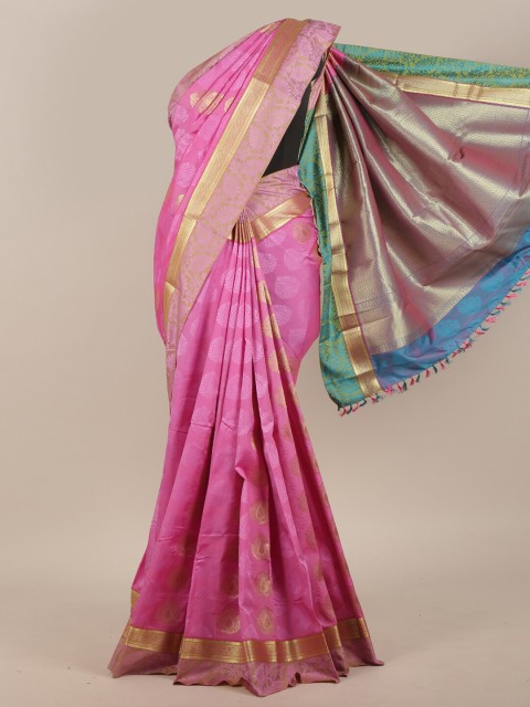 

Pothys Pink & Blue Ethnic Motifs Zari Art Silk Saree