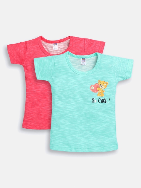 

Nottie Planet Girls Pack Of 2 Pink & Turquoise Blue T-shirt