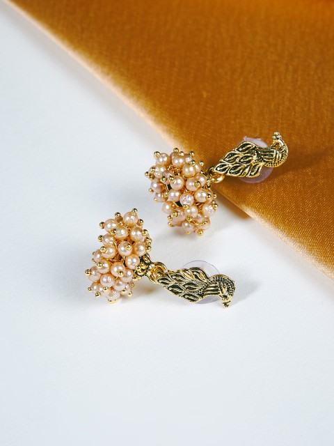 

ZeroKaata Women Gold-Toned Peacock Jhumkas Earrings