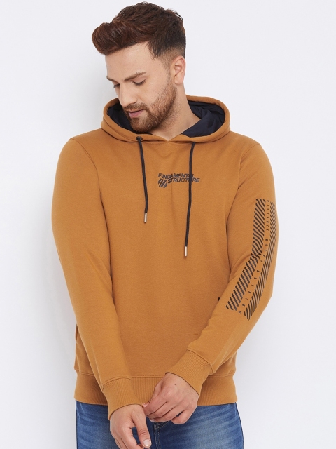 

98 Degree North Men Mustard Yellow Hooded Pullover Sweatshirt
