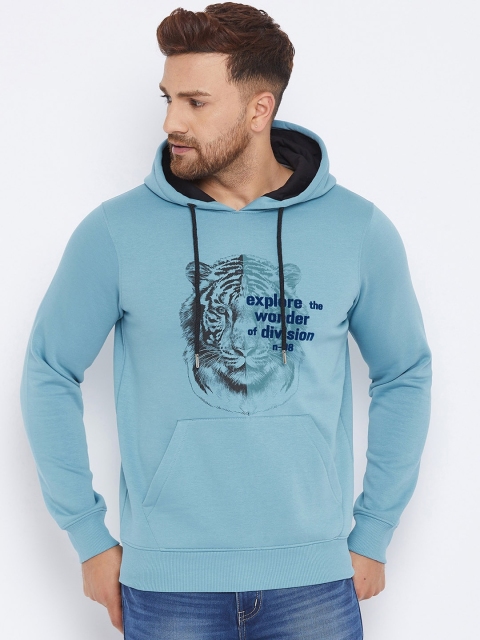 

98 Degree North Men Blue Printed Hooded Sweatshirt