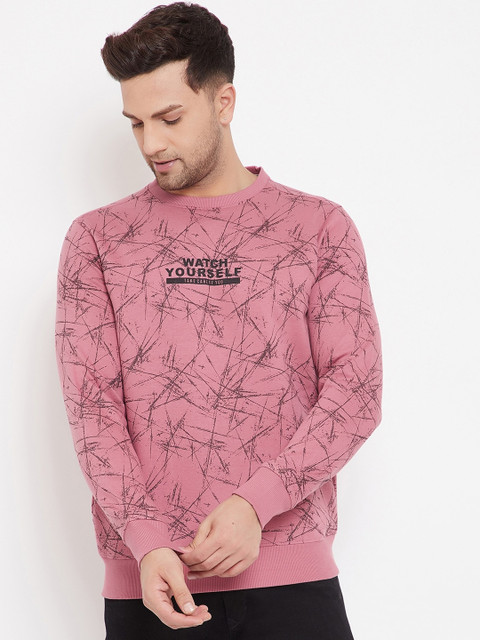 

98 Degree North Men Pink Abstract Printed Pullover Sweatshirt