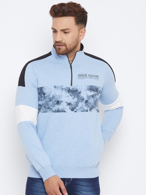 

98 Degree North Men Turquoise Blue Printed Sweatshirt