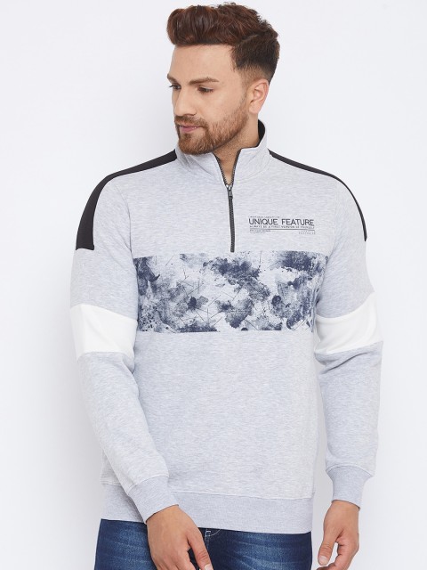 

98 Degree North Men Grey Printed High Neck Pullover Sweatshirt