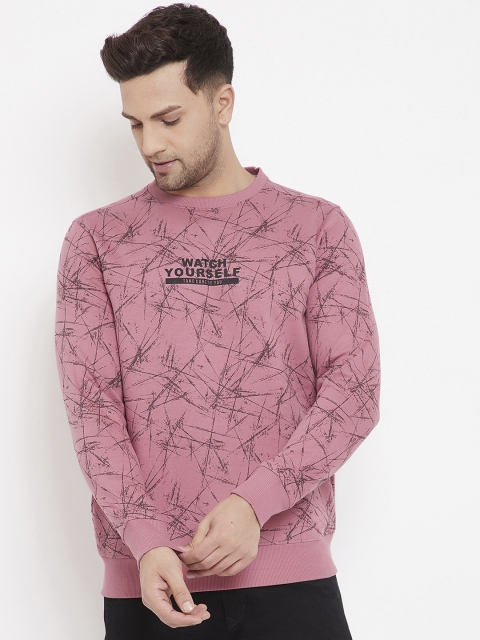 

98 Degree North Men Pink Abstract Printed Sweatshirt