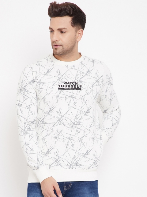 

98 Degree North Men Cotton Off White Abstract Printed Sweatshirt