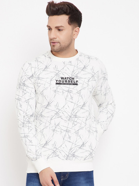 

98 Degree North Men Off White Printed Pullover Sweatshirt