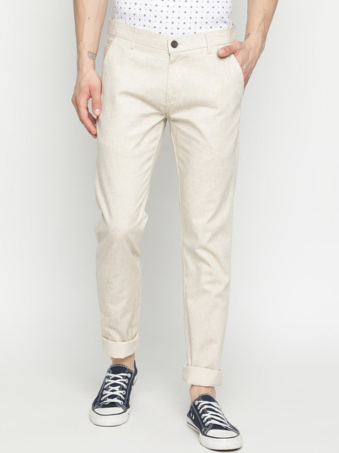 

V2 Value & Variety Men Cream Regular Fit Casual Trousers