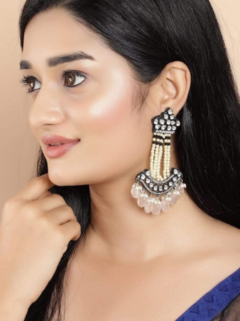 

rubans LUXURY Silver-Toned Contemporary Drop Earrings
