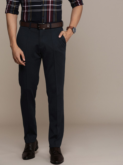 

SELECTED Men Navy Blue Tapered Fit Pleated Formal Trousers