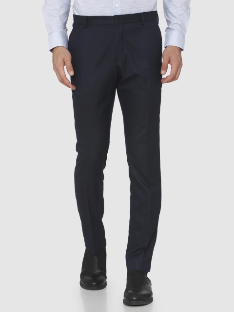 

SELECTED Men Navy Blue Solid Slim Fit Formal Trousers