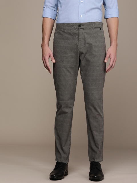 

SELECTED Men Grey Checked Slim Fit Formal Trousers