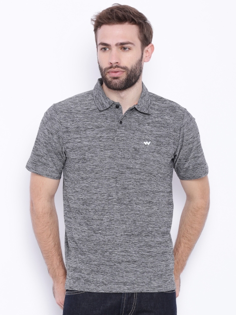 

Wildcraft Men Grey Melange Solid Polo Collar T-shirt