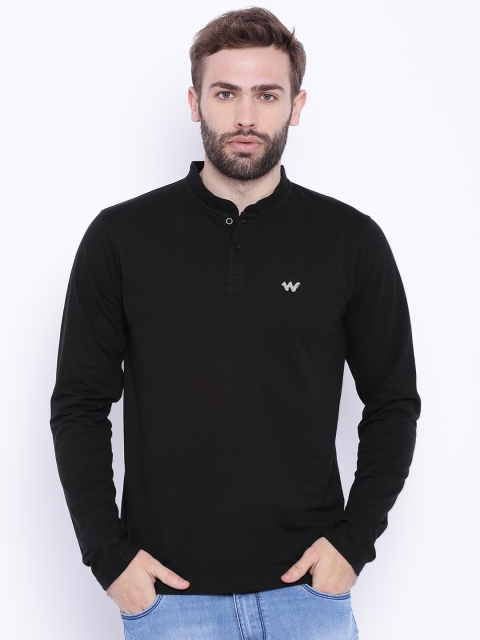 

Wildcraft Men Black Solid Henley T-shirt