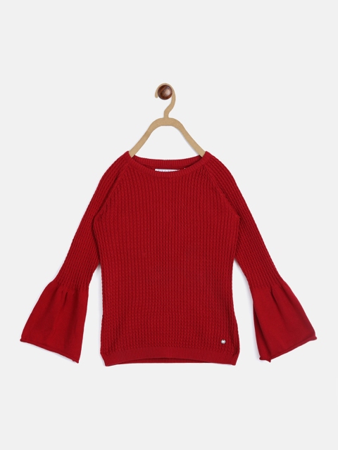 

ELLE Girls Red Solid Pullover Sweatshirt