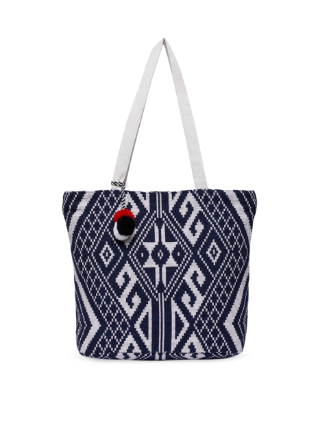 

ALII AND ALIIZEY Women Navy Blue Shopper Tote Bag with Tasselled