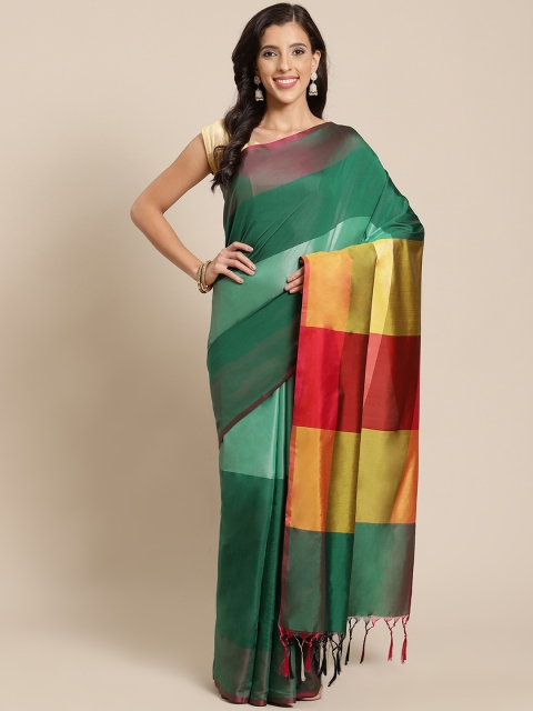 

OM SAI LATEST CREATION Green Colourblocked Art Silk Saree