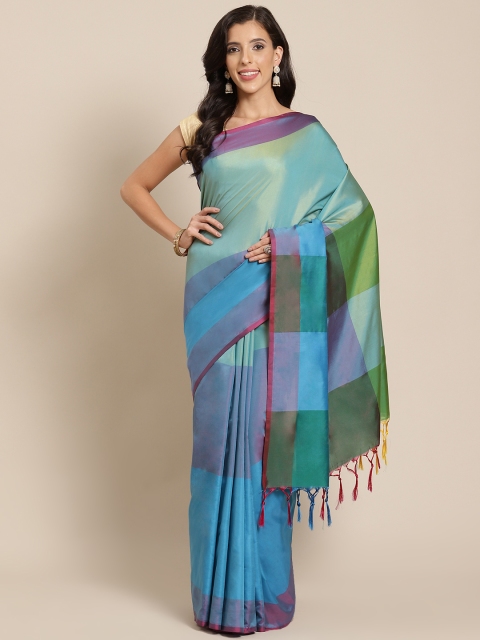 

OM SAI LATEST CREATION Blue Colourblocked Art Silk Saree