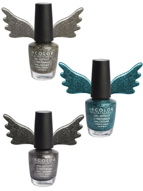 

INCOLOR Set of 3 Gel Effect Glitter Nail Paint Combo 04, Multi