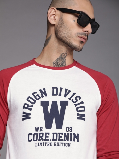 

WROGN Men White & Red Printed T-shirt