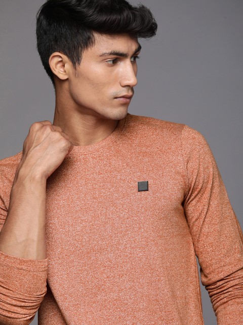 

WROGN Men Coral Orange Slim Fit T-shirt