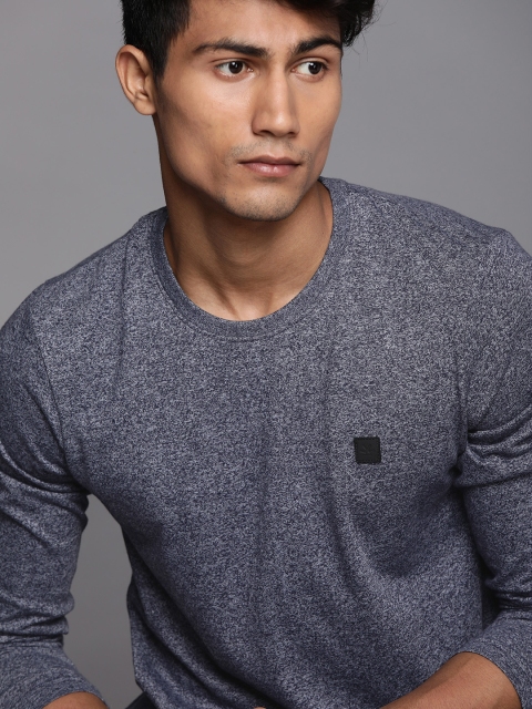 

WROGN Men Navy Blue Solid Slim Fit T-shirt