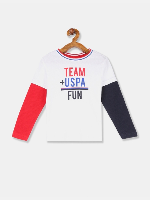 

U S Polo Assn Boys White Typography Printed T-shirt