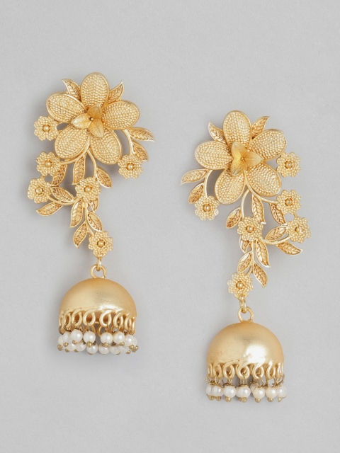 

Melani Borsa Gold-Plated Textured Beaded Handcrafted Dome Shaped Jhumkas