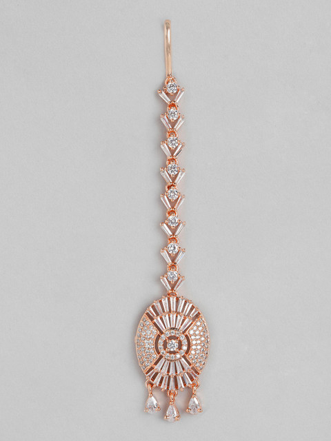 

Melani Borsa Rose Gold-Plated AD Studded Handcrafted Maang Tika