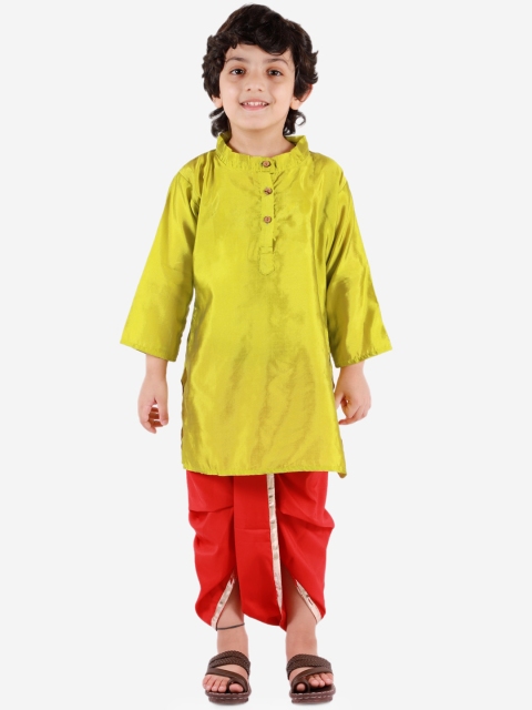 

Chipbeys Boys Green Pure Cotton Kurta With Dhoti Pants