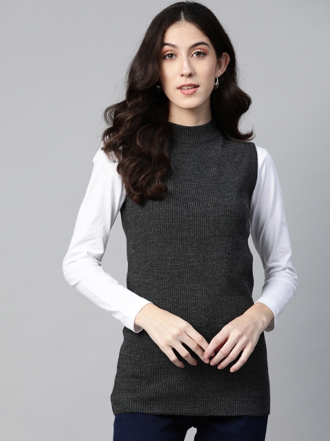 

PICOT Women Charcoal Ribbed Pullover